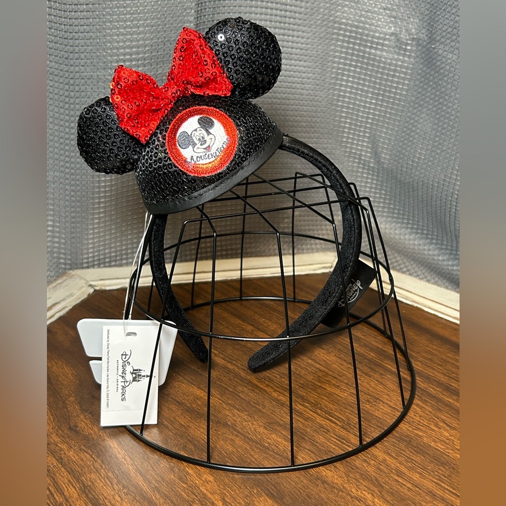 Disney Minnie Mouse Sequin Ears Headband with Red Bow
